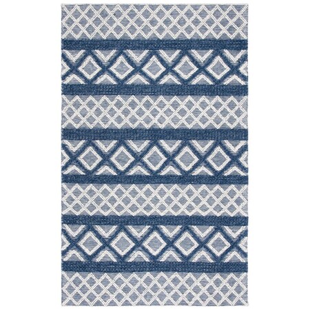 Flowers First 3 x 5 ft. Vermont Global Rectangle Hand Woven Rug Ivory & Blue FL1881674